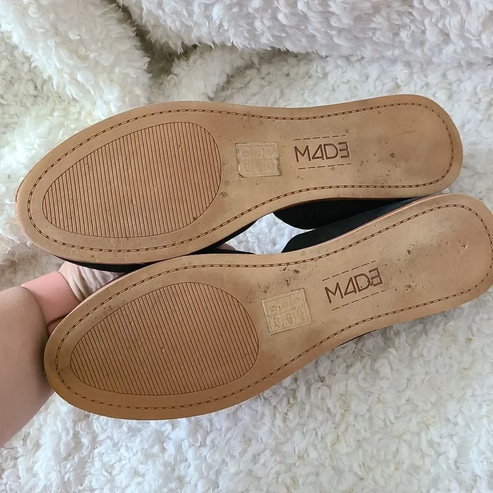 M4DE Nadia‎ Black Leather D'orsay Flats Size 7.5